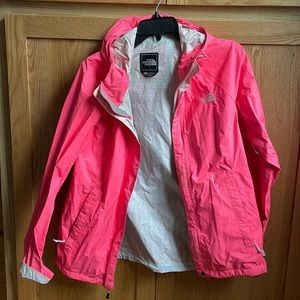 Fluorescent pink raincoat waterproof jacket by north face